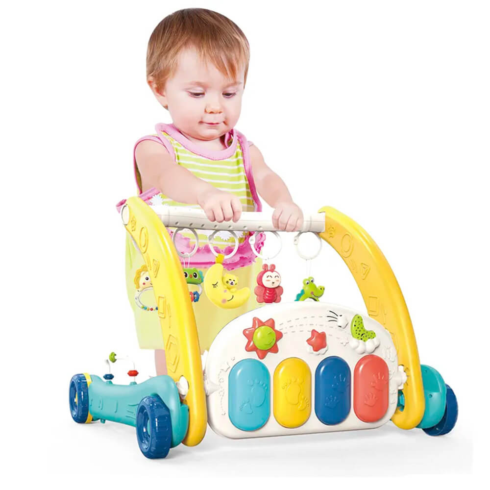 Trotteur pour enfants avec tapis de jeu et piano 2 en 1