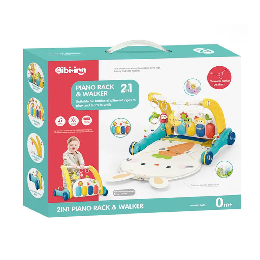Trotteur pour enfants avec tapis de jeu et piano 2 en 1